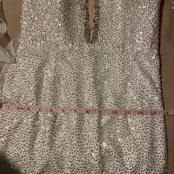 Sherri Hill Size 2 White Beaded with long cape - Picture 4 of 6